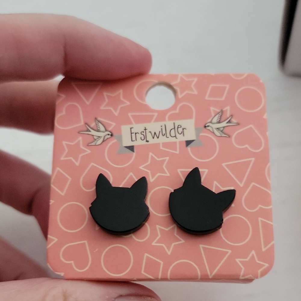 Erstwilder Black Cat Earrings